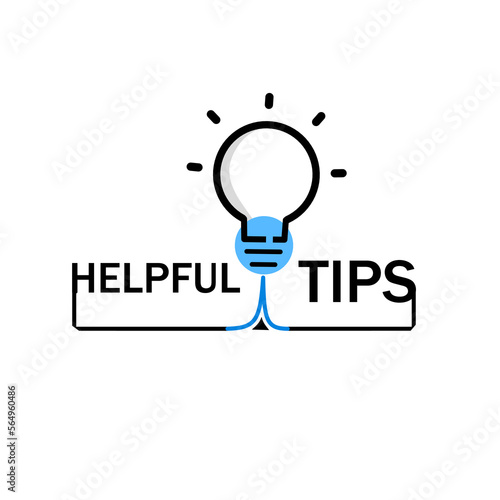 Helpful tips message with light bulb icon design. Top tips. Flat style vector illustration.
