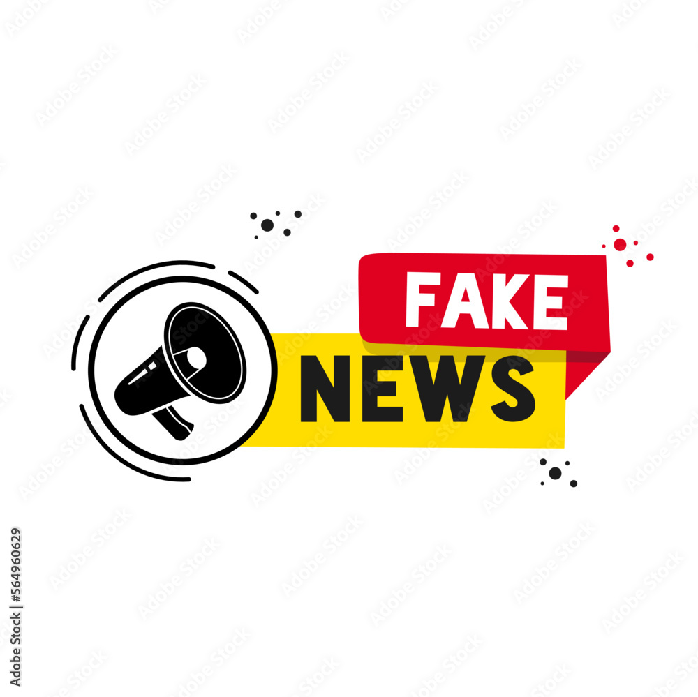 Megaphone with fake news banner template. Flat style vector ...