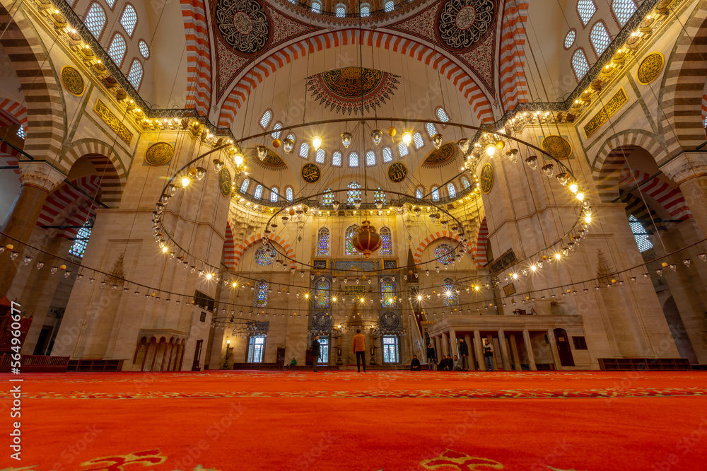Interior of Sehzade Mosque or Prince's Mosque (Turkish: Sehzade Camii) , an Ottoman imperial mosque located in the district of Fatih