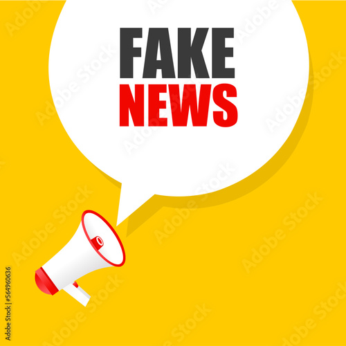 Fake news. Fake news speech bubble icon with megaphone. Flat style vector illustration.