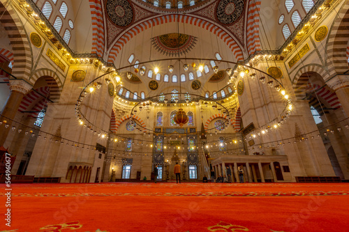 Interior of Sehzade Mosque or Prince's Mosque (Turkish: Sehzade Camii) , an Ottoman imperial mosque located in the district of Fatih photo