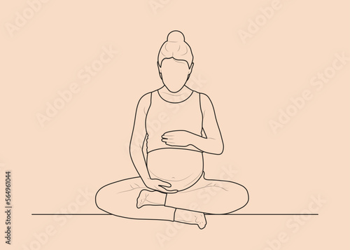 Vector pregnant woman line art