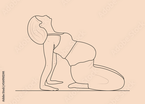 Pregnancy and yoga concept line drawing