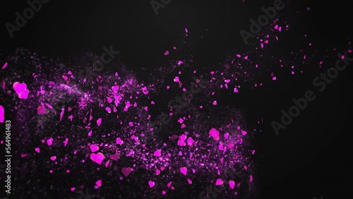 Pink Flying Hearts Glitter particles Greeting seamless background v07 photo