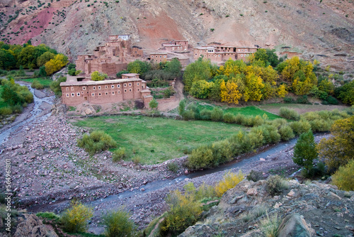 Berber village in the M'Goun Massif, Central High Atlas Mountains, Morocco.