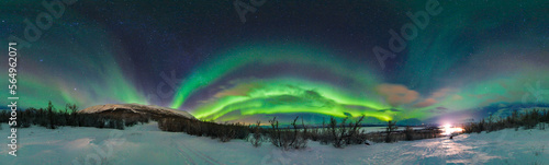 Aurora borealis display on the Kungsledden Trail in Sweden