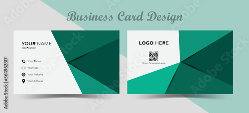 Abstract background business card design. Green shade visiting card mockup.