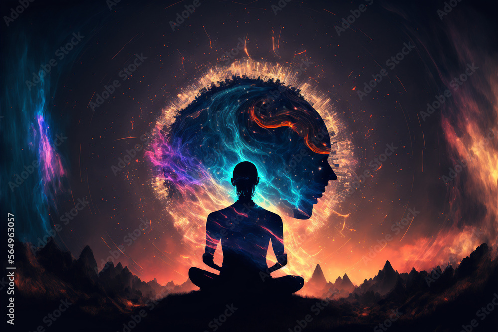 Meditation in the mountain and lake Meditation in the mountain and lake