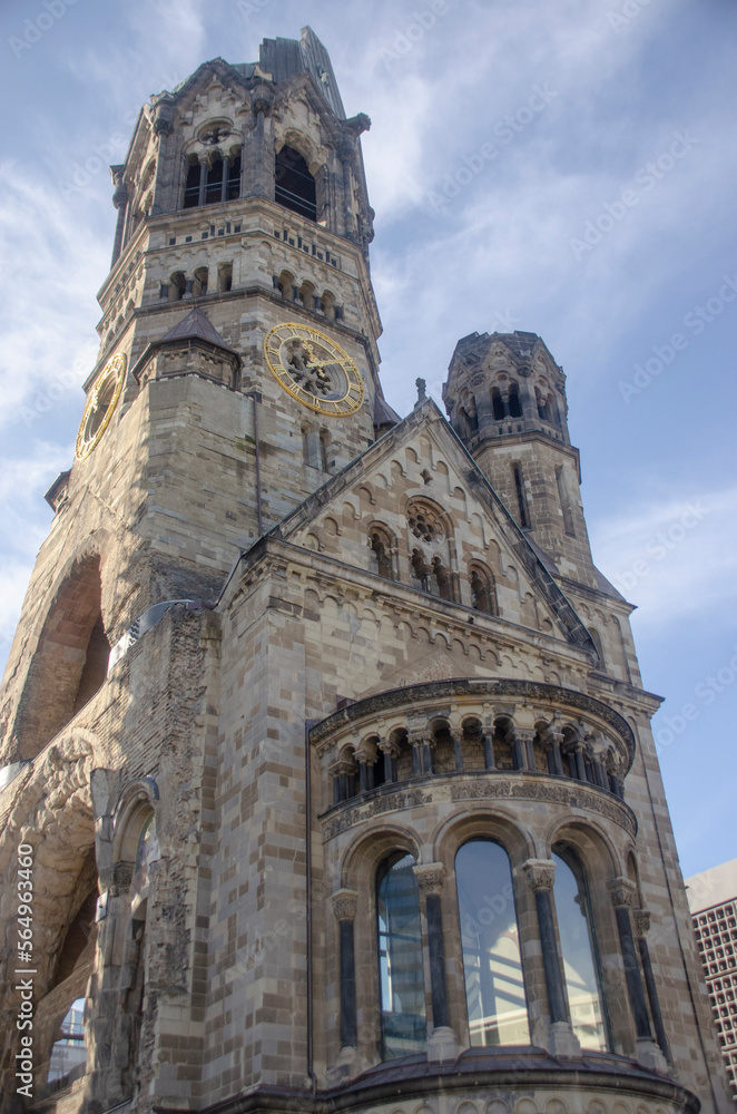 Berlin September 2019: The Protestant Kaiser Wilhelm Memorial Church is a monument on Breitscheidplatz in the Berlin district of Charlottenburg Berlin September 2019: The Protestant Kaiser Wilhelm Memorial Church is a monument on Breitscheidplatz in the Berlin district of Charlottenburg