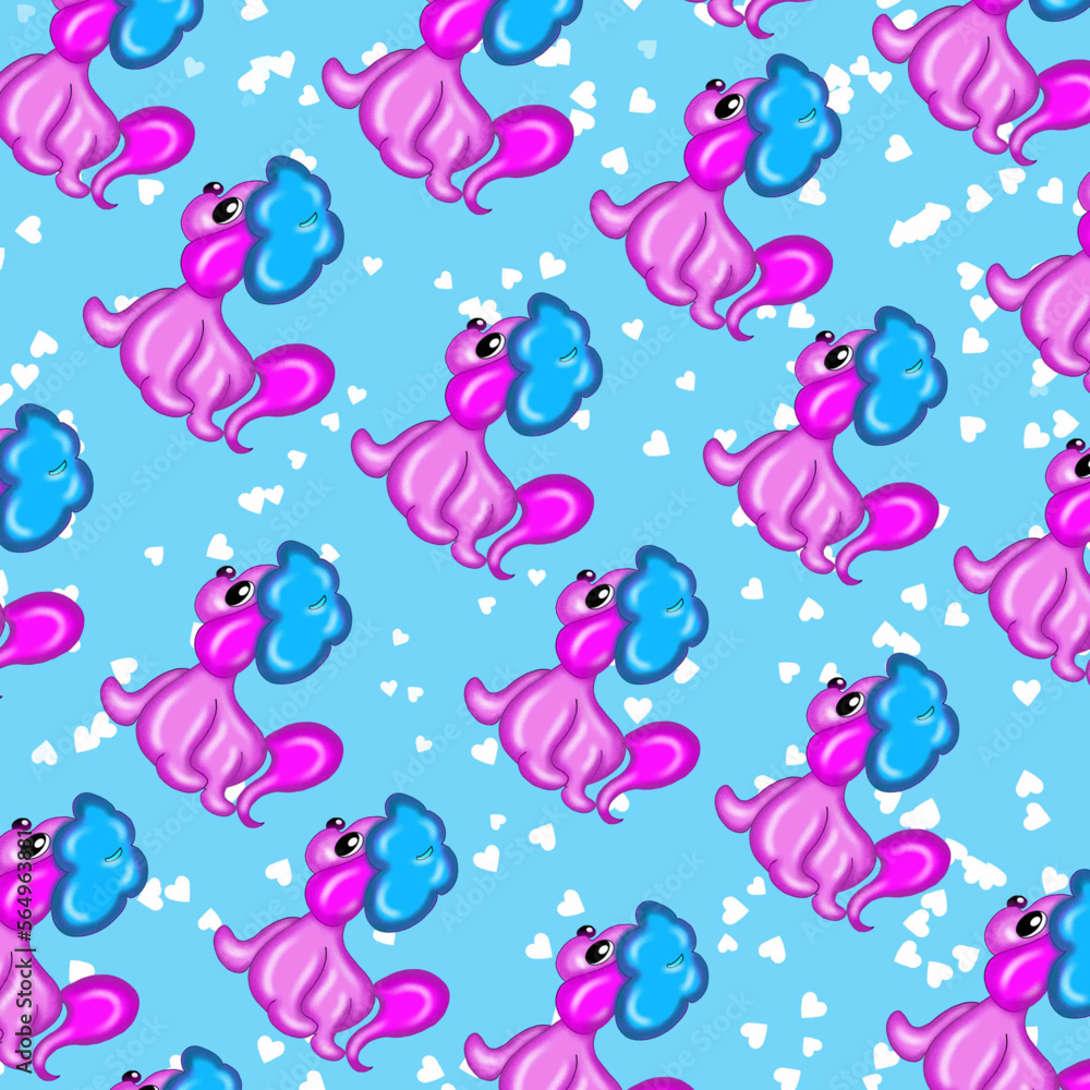seamless pattern with fishes and fish dog seamless pattern with fishes and fish dog