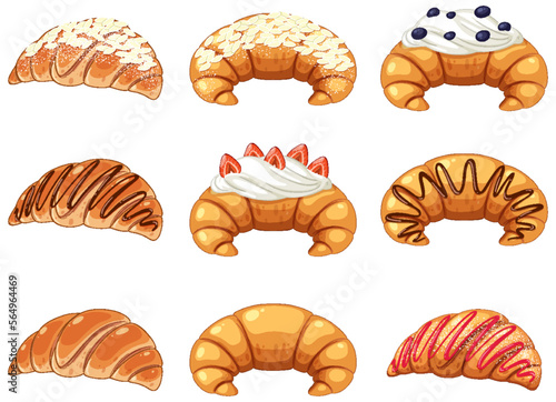 Set of different croissants