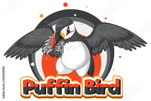 Puffin bird logo with carton character