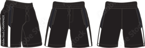 short fashion flat sketch template, Bermuda Shorts Template, Vector Illustration of pant, Men's fashion shorts front and back view