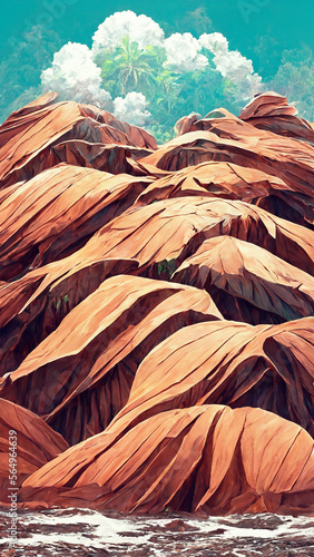 Pixel art landscape with tropics area for game des illustration Generative AI Content by Midjourney