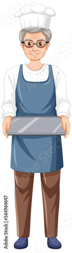 An elderly baker cartoon character