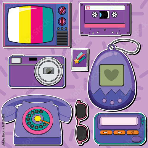Retro objects and elements set