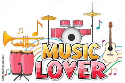 Music Festival text with musical instruments
