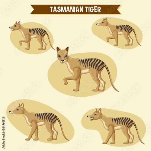 A set of tasmanian tiger sticker set