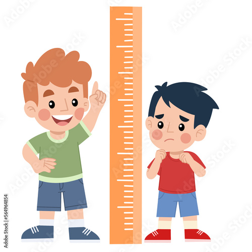 Illustration of a tall boy with a short boy photo