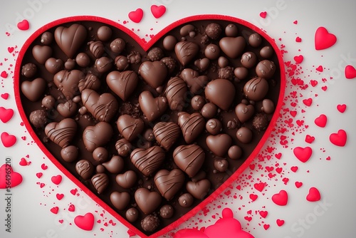 3d rendering illustration of heart shaped chocolate, Generative AI