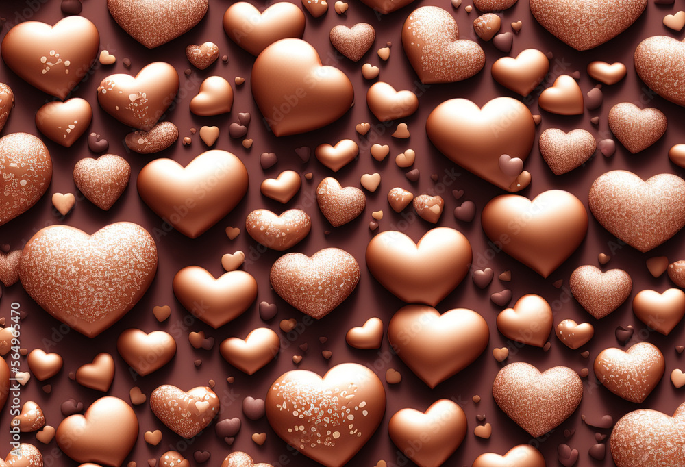 3d rendering illustration of heart shaped chocolate, Generative AI 3d rendering illustration of heart shaped chocolate, Generative AI