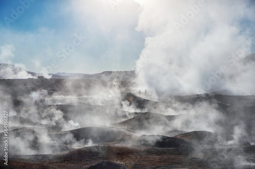 The geysers of Sol de Magnana on the Altiplano plateau in Bolivia