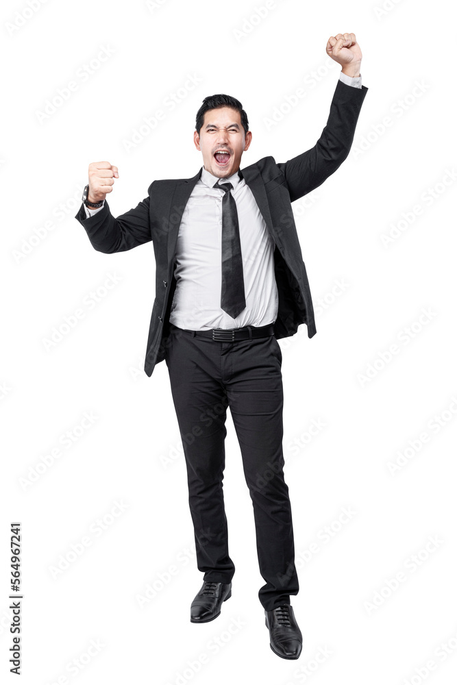 Asian businessman standing with successful expression Asian businessman standing with successful expression