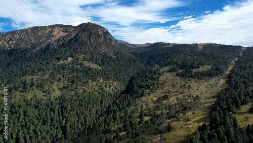 Ascending drone shot of the volcanic area of Mexico City photo