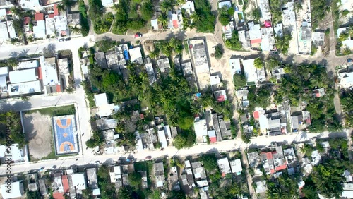 aerial view of the fishing community of chelem in mexico photo