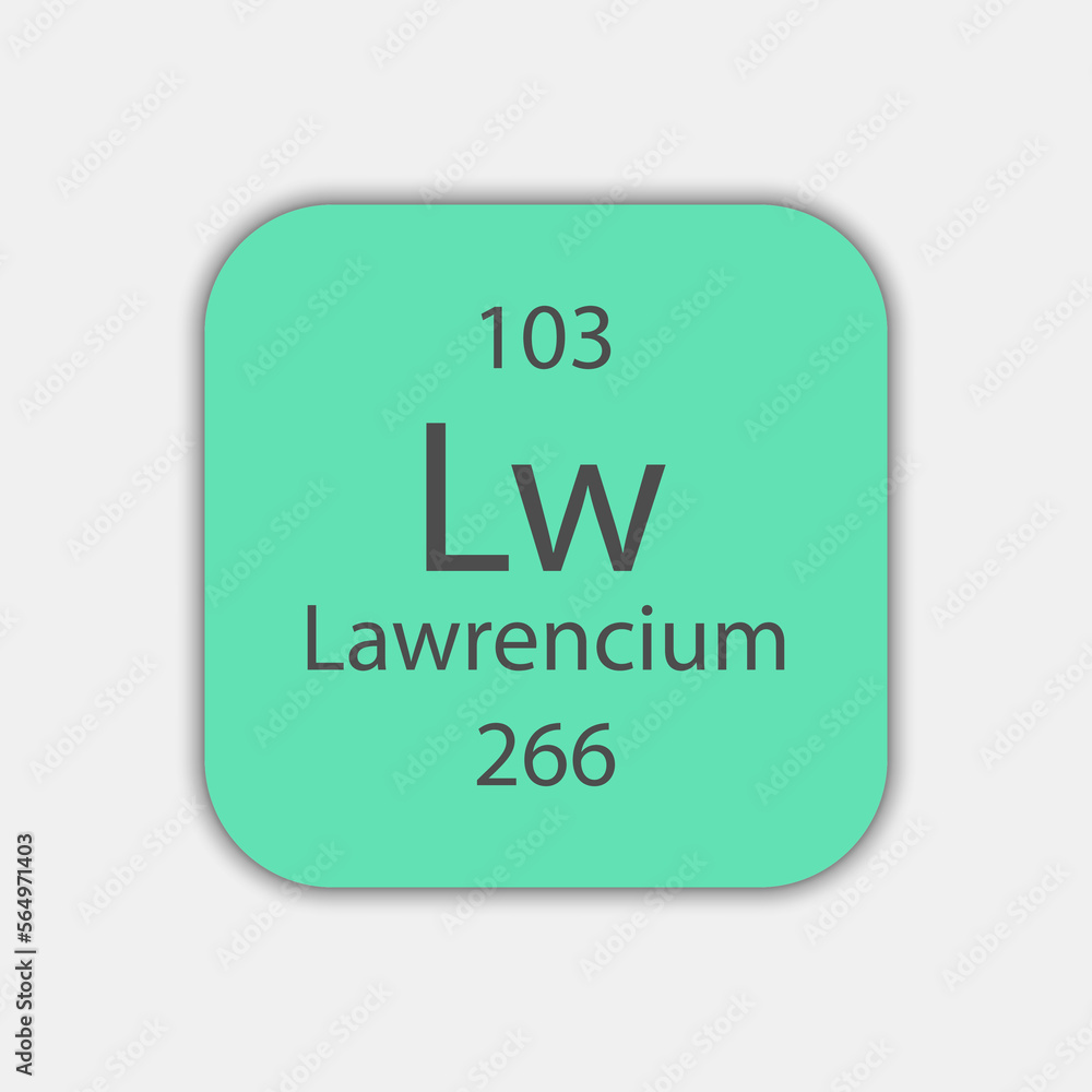 Lawrencium symbol. Chemical element of the periodic table. Vector illustration. Lawrencium symbol. Chemical element of the periodic table. Vector illustration.