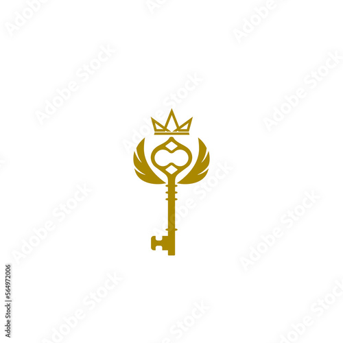 Royal king key crown logo icon isolated on white background