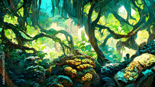 Mayan civilization forest land cave illustration Generative AI Content by Midjourney