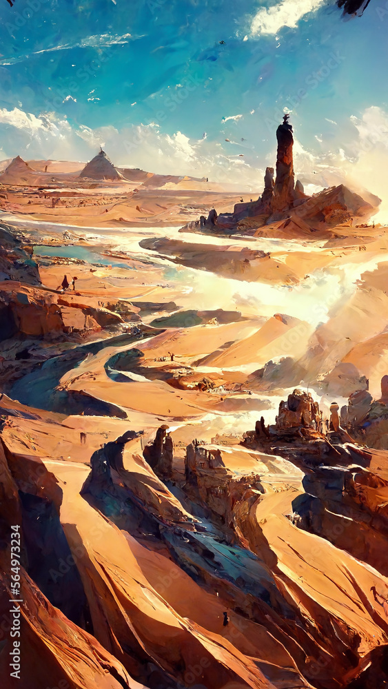 egypt desert landscape with effect of an air prospect illustration Generative AI Content by Midjourney