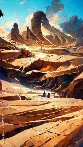 egypt desert landscape with effect of an air prospect forest illustration Generative AI Content by Midjourney