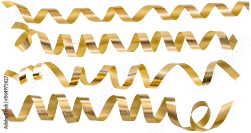 PNG golden serpentine streamer isolated
