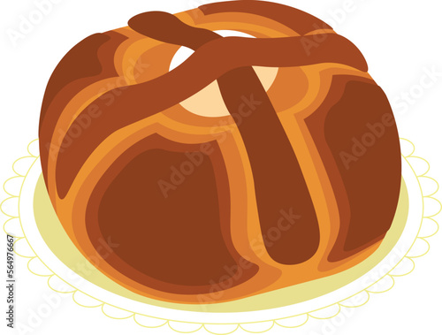 Portuguese easter bread, folar de pascoa colorful vector illustration.