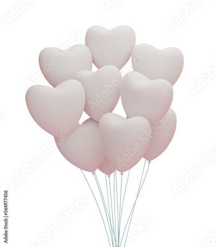 3d rendering. Gift box with balloon heart isolated on transparent background PNG file