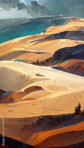 sand dunes desert Grass and dunes alongside sandy beach illustration Generative AI Content by Midjourney