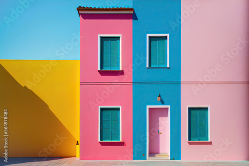 Simple and colorful architectural photography colorful houses on island city colorful houses in island