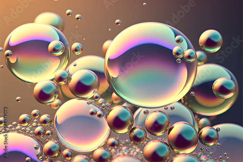 Iridescent bubbles background, wallpaper, pattern, Generative AI © BlueBlissByKatia