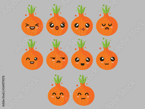 10 cute onion emoji with different facial expressions. suitable for any content. 10 eps files