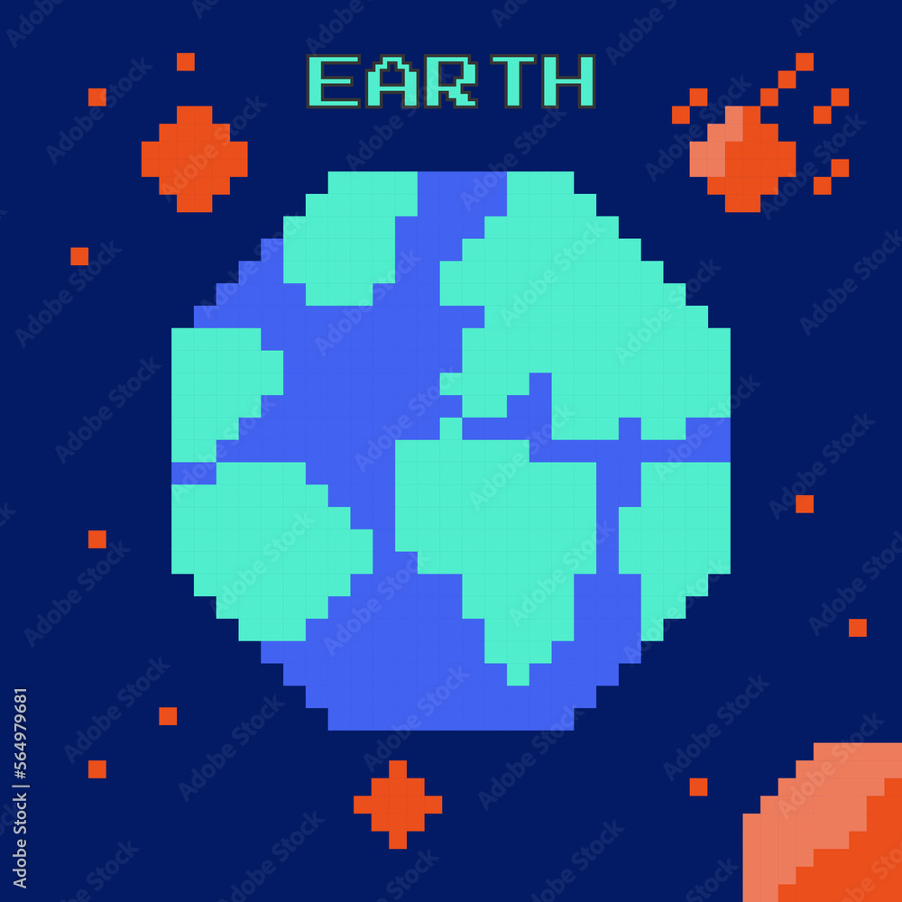Fototapeta premium planet galaxy pixel art design vector