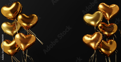 golden heart with a heart background wallpaper 3d illustration balloon love romance romantic valentine © object.things