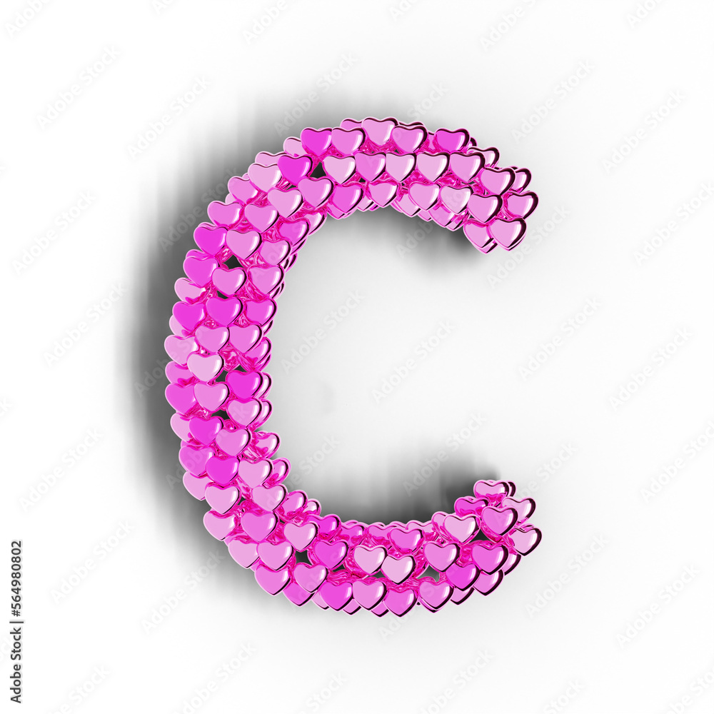 3D render of alphabet text made of pink hearts isolated on transparent background 3D render of alphabet text made of pink hearts isolated on transparent background
