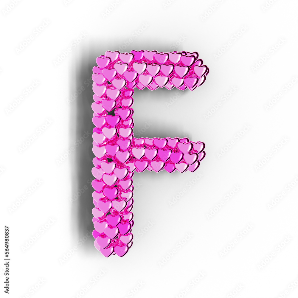 3D render of alphabet text made of pink hearts isolated on transparent background 3D render of alphabet text made of pink hearts isolated on transparent background
