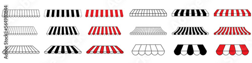 Stripe awning icon vector set. Showcase canopy illustration sign collection. Awning symbol or logo.