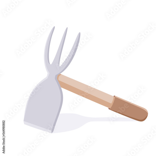 Gardening tools, fork, shovel. Home decor and gardening concept. Cute isolated vector illustration for product design and decoration