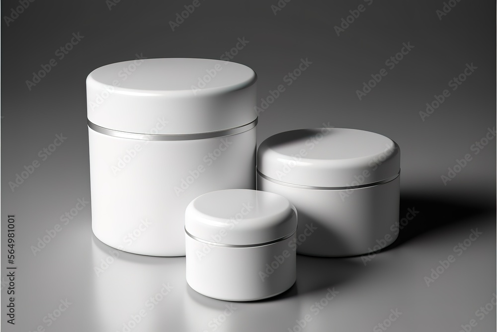 Blank white cosmetic skincare makeup containers. Generative AI Blank white cosmetic skincare makeup containers. Generative AI