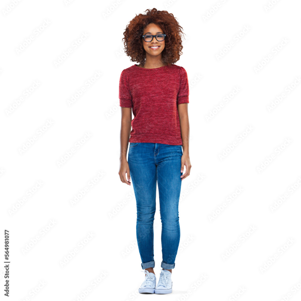 Full length portrait of an attractive african young woman standing ...