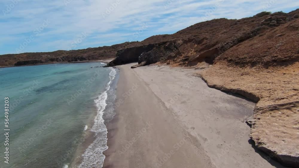 FPV Drone Flying Over Mexican Island Past Rock Formations By The Gulf Of California And The Pacific Ocean In Baja California FPV Drone Flying Over Mexican Island Past Rock Formations By The Gulf Of California And The Pacific Ocean In Baja California
